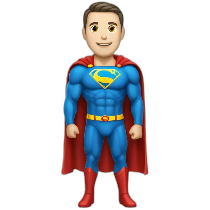 Super man Zelenski with Ukrainian flag emoji