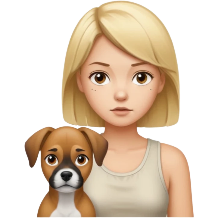 Blonde girl with fawn boxer dog  emoji