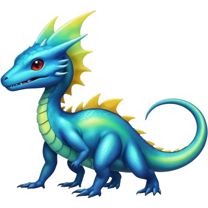 Shiny Iridescent Aurorus-Helioptile-Salandit-Fakémon-hybrid-creature (full body)  emoji