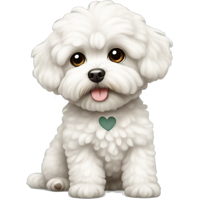 Maltipoo with a white heart emoji
