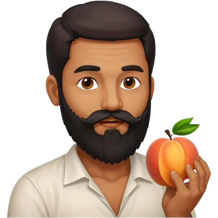 Indian man with a long beard eating a juicy peach emoji