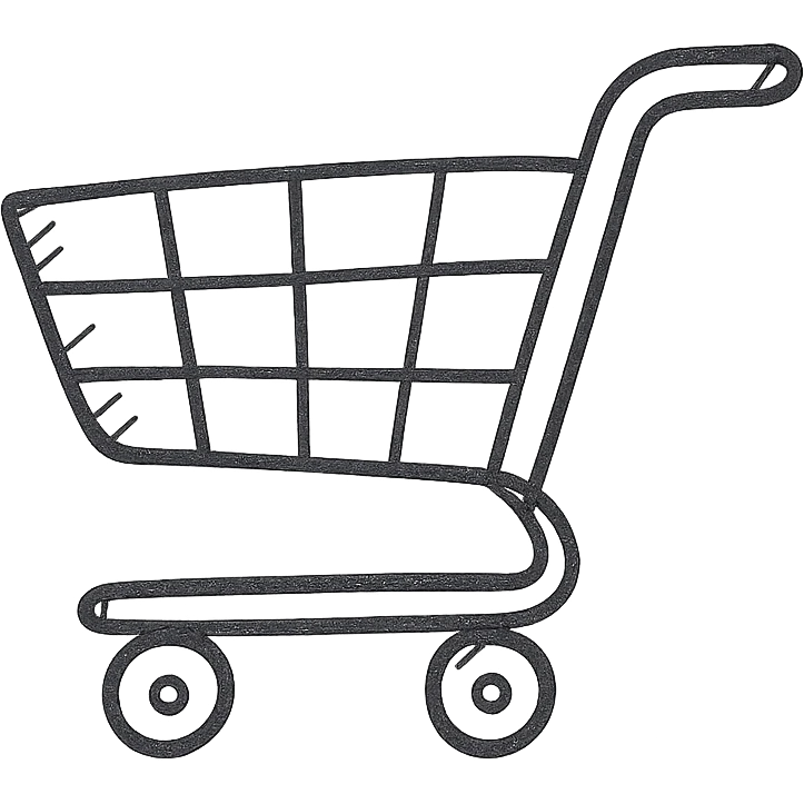shopping cart icon, playful and sketchy emoji