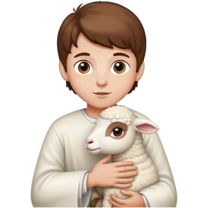 holy boy with brown hair and white lamb emoji