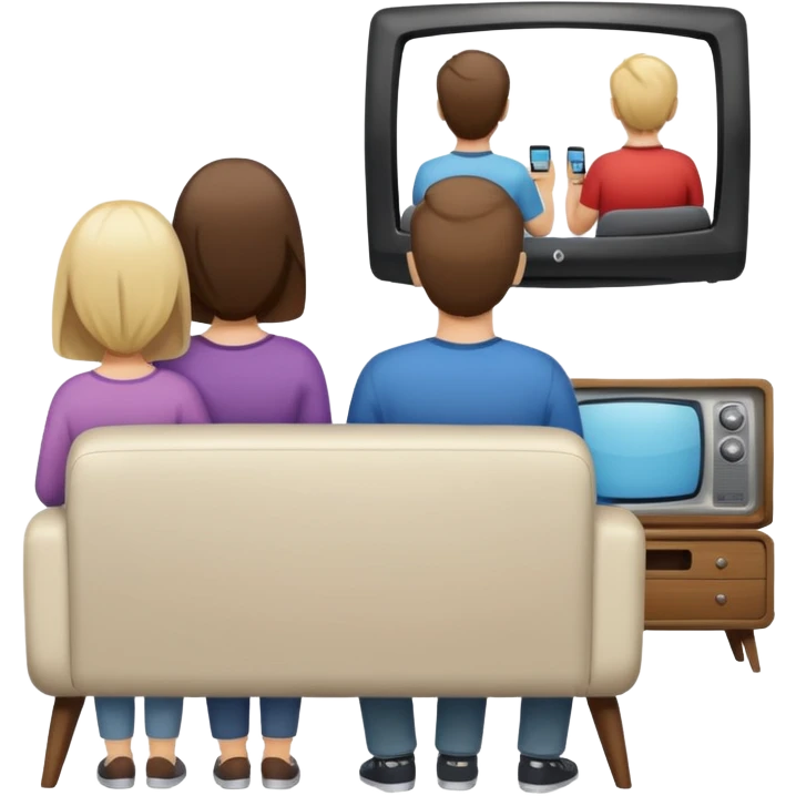 family watching TV from behind emoji