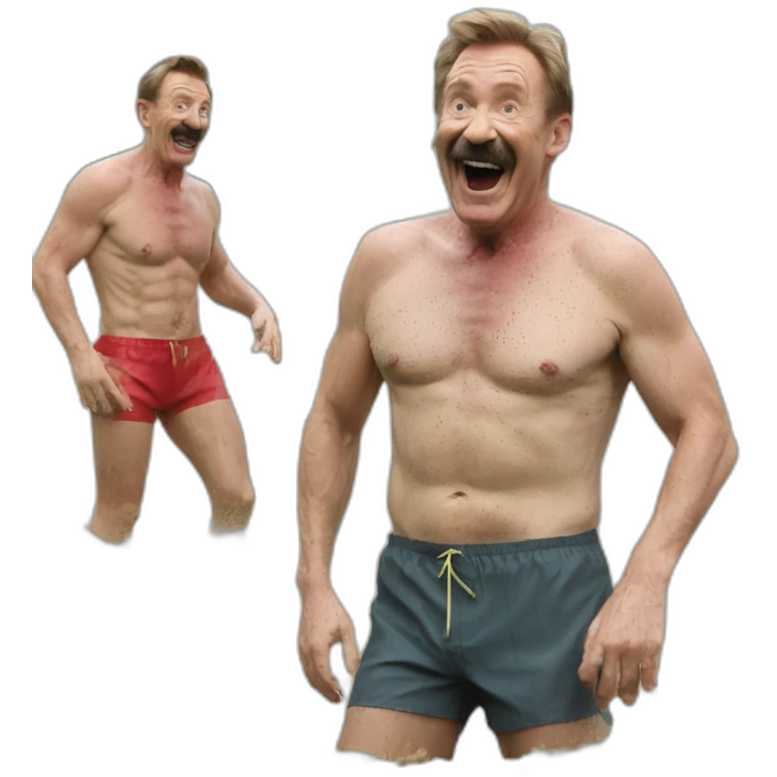 Chuckle Brothers swimming trunks mud fight party emoji