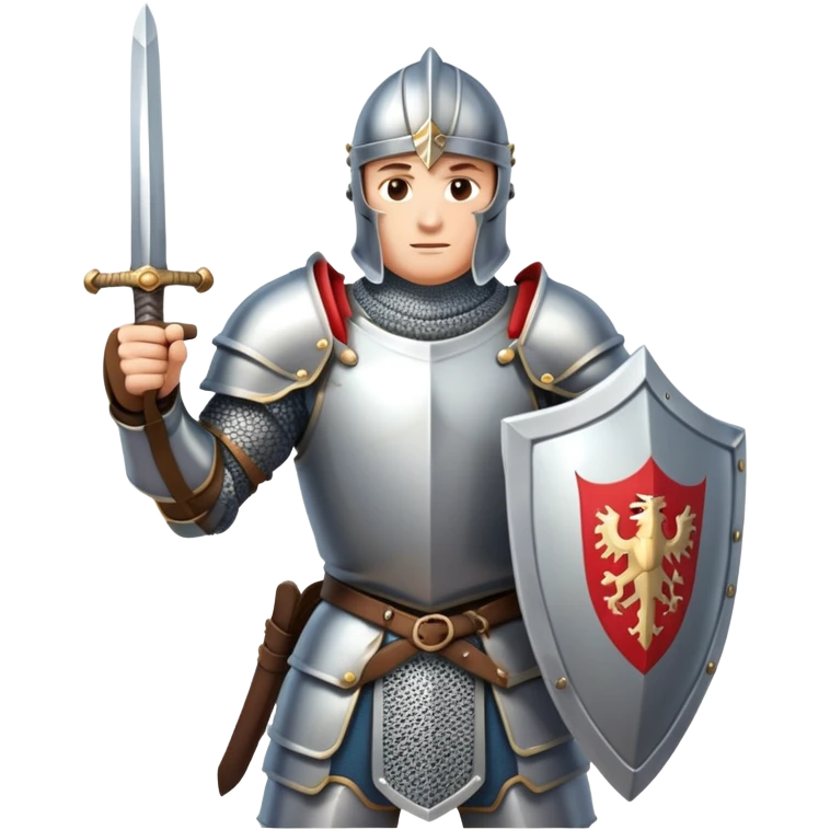 medieval knight warrior with sword and shield, heroic pose emoji