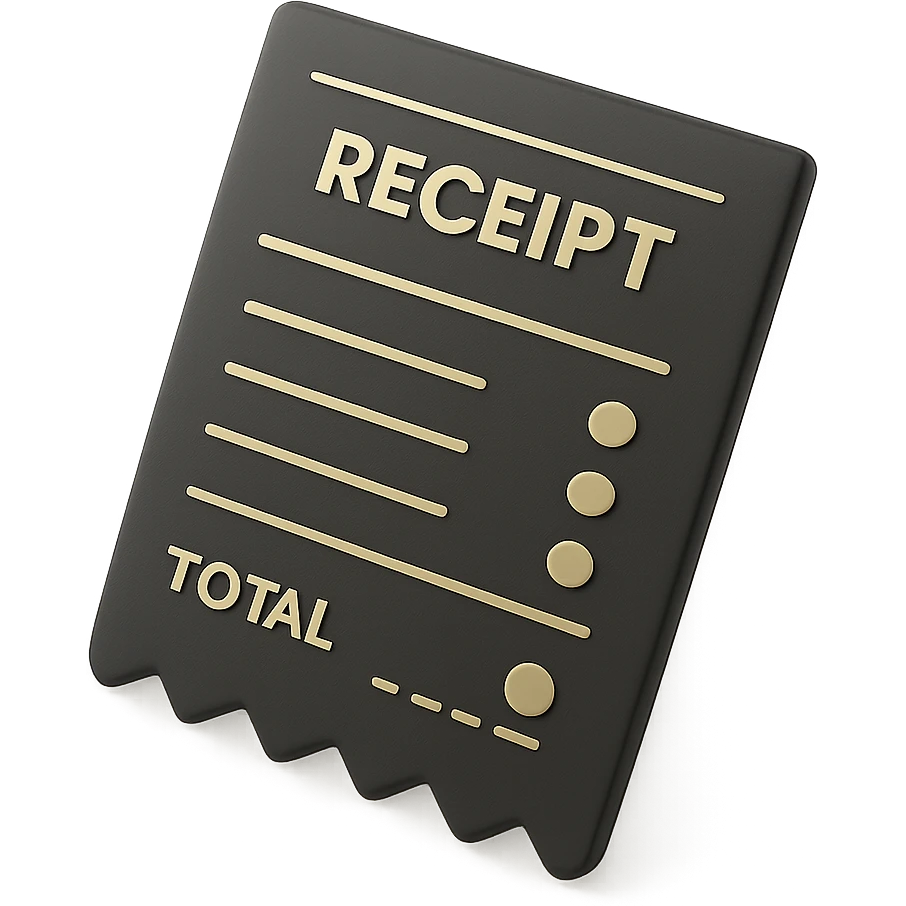 a receipt in 3D black style emoji