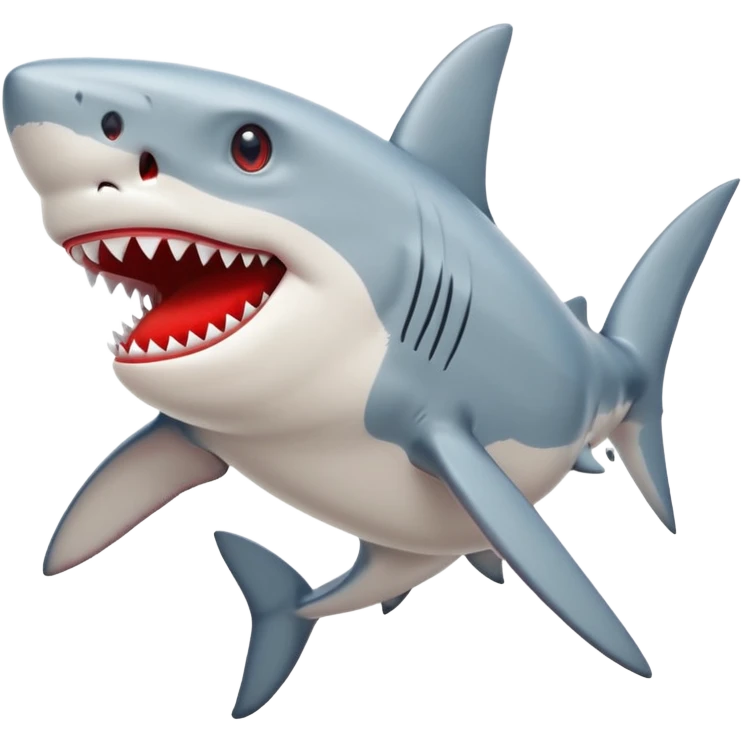 un requin avec des chausures rougr emoji
