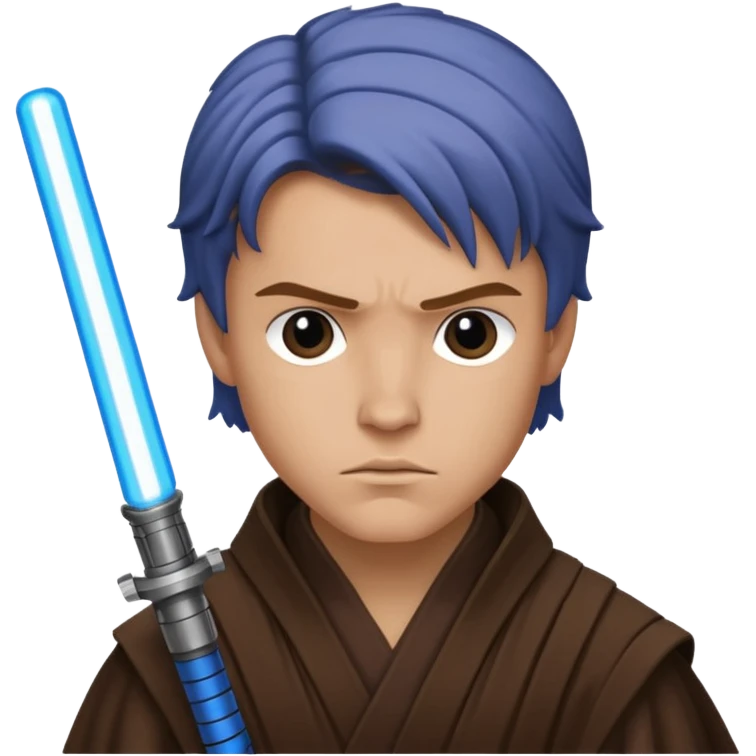 star wars Jedi Knight Anakin with blue lightsaber emoji