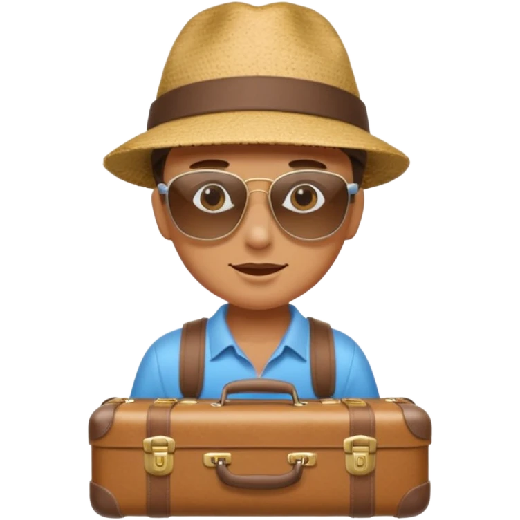 photorealistic tourist with a suitcase emoji