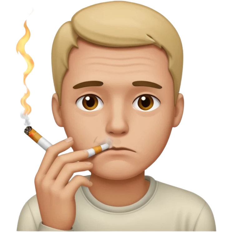 His face is very depressed and he holds a cigarette  emoji