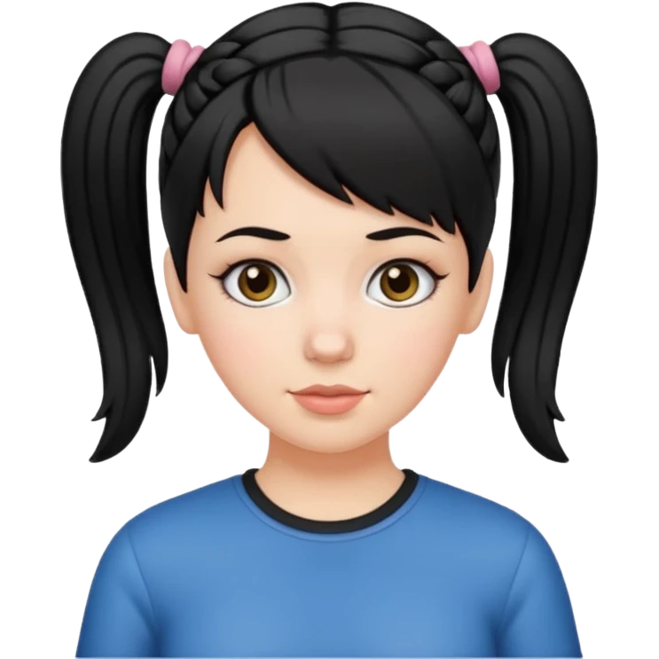 white girl with pig tails haircut black emoji