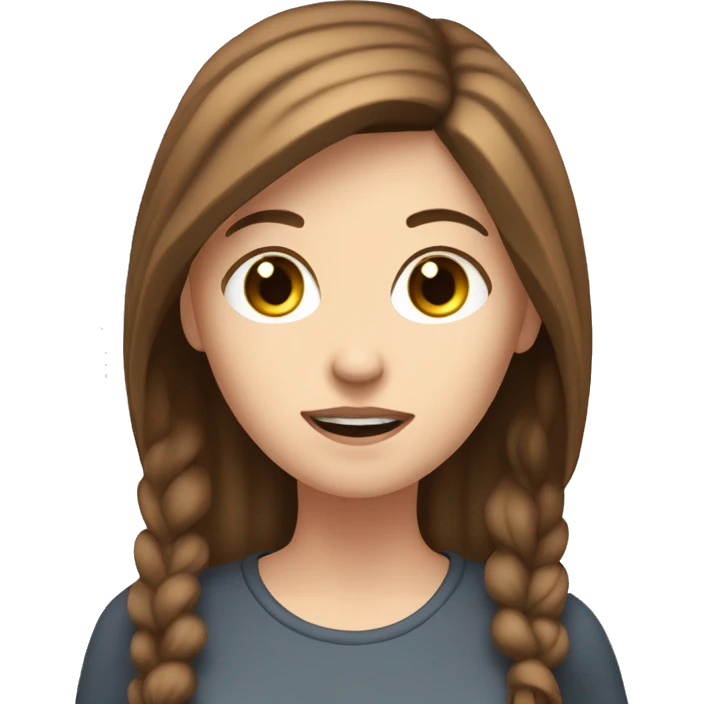 A white girl brown hair is speaking to 🎤, creating a podcast emoji