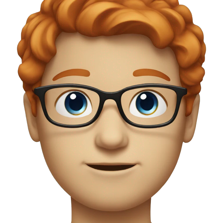 emoji of redhead with glasses and blue eyes emoji