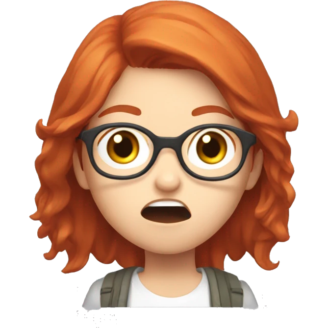 redhead with glasses in gaijin impact being scared emoji