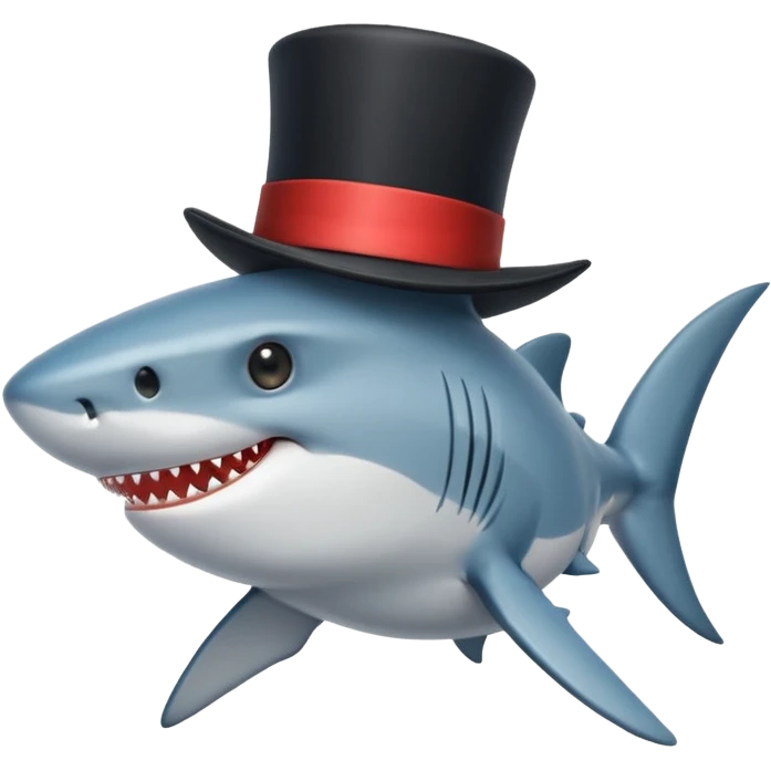 Shark with a top hat emoji