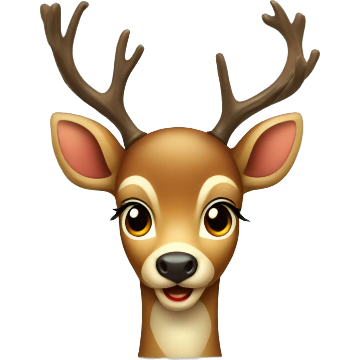 A vintage Christmas deer facing forward big wonder filled eyes and spots  emoji