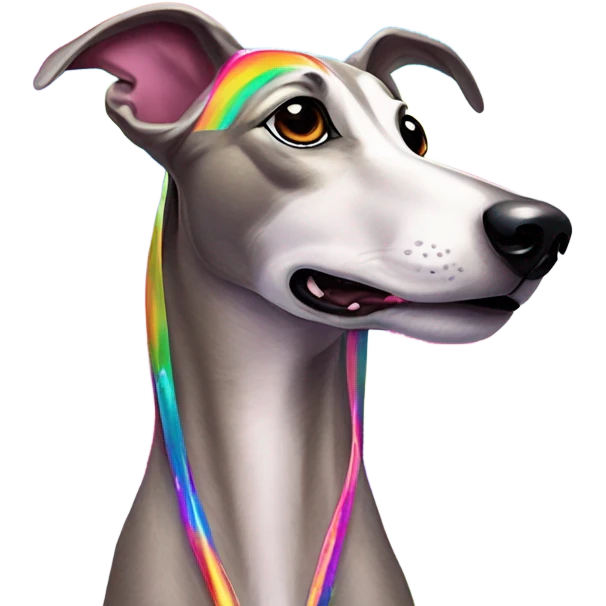 Lisa Frank rainbow greyhound ￼ emoji