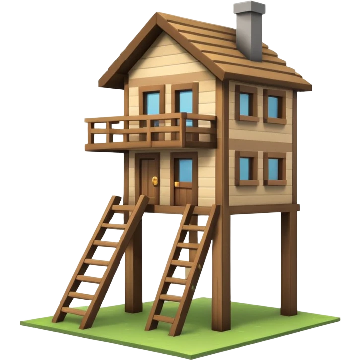 una casa de minecraft de madera y dos plantas emoji