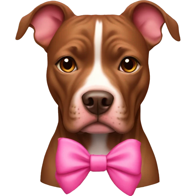 Brown Pitbull with pink bow  emoji