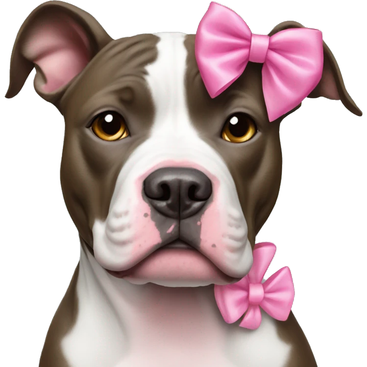 Black and White Pitbull with Pink Bow on Head emoji