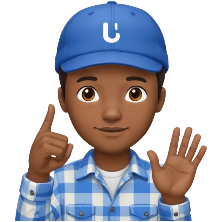 Emoji of a young man with dark hair, wearing a blue cap and a white flannel shirt, the young man is making a "like" gesture with his right hand emoji