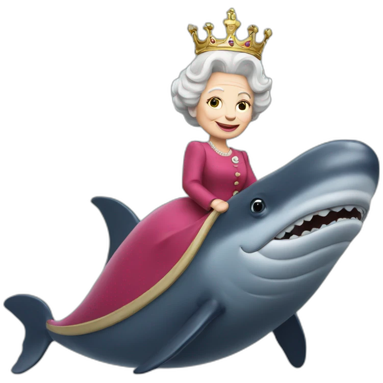 Queen Elizabeth II riding a whale emoji