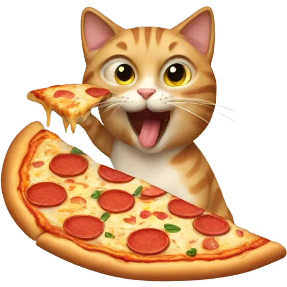 cat eating a pizza emoji