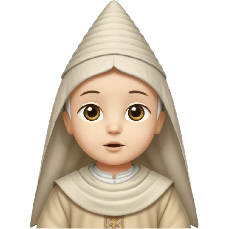 ancient arab baby with conical hat, white emoji