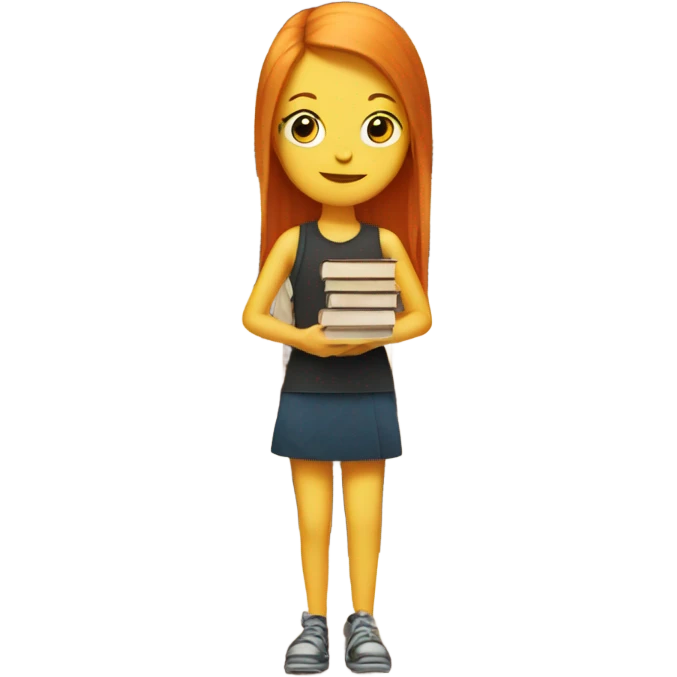 A stack of books next to a ginger girl  emoji