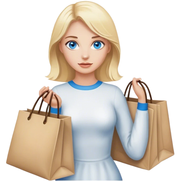 Blonde with blue eyes with bags in her hands emoji