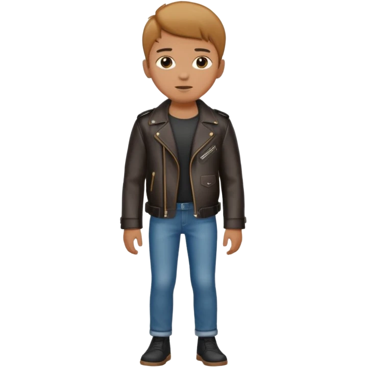 Boy in leather jocket, full body, different color leather jocket, close up emoji