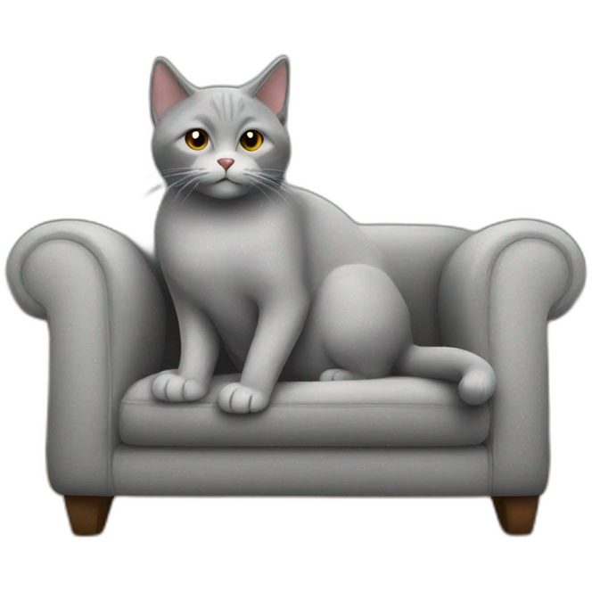 Sitting grey cat on a couch emoji