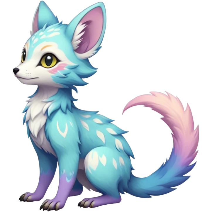 Epic Feral Rare Fantasy pastel Vernid-Trico-species by LiLaiRa, random markings, tufted tail, tufted ears, full body emoji