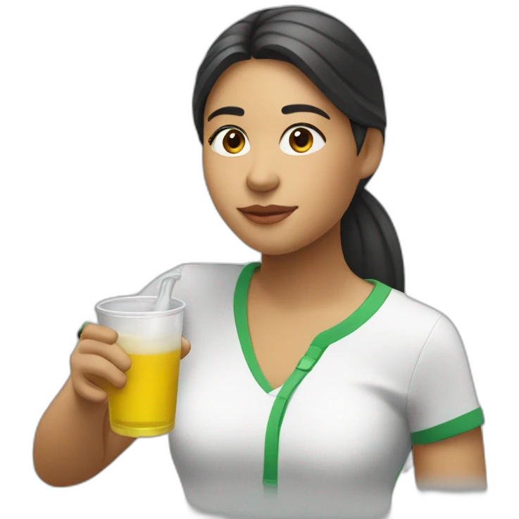 Latin girl Drinking and using lacoste emoji