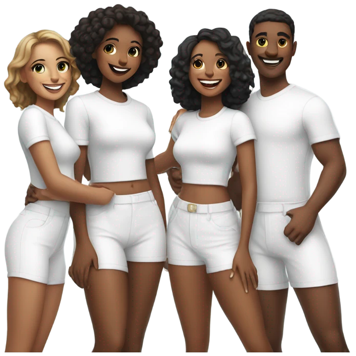 Friends in white clothes emoji