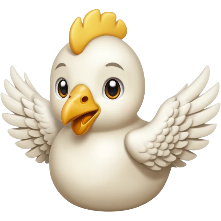 Me podrías hacer un emoji de un pollo con alas de ángel y cuernos de pony emoji
