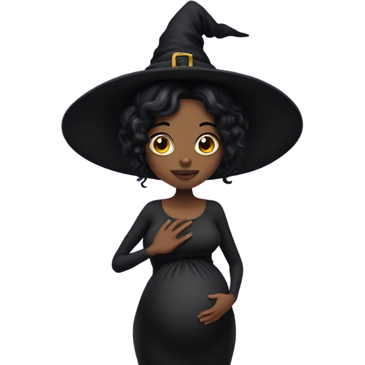 Pregnant witch with black hair emoji