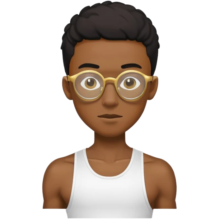 skinny black boy in gym outf with gold glassest emoji
