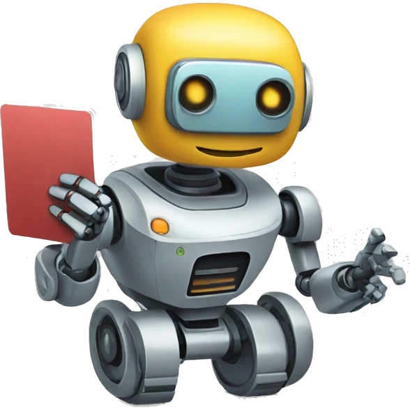 a card with a robot emoji