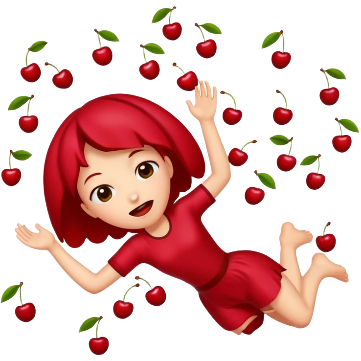 abundance of cherries falling on head  emoji