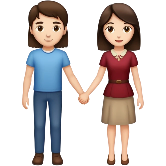 Brunette woman and brunette man holding hands emoji