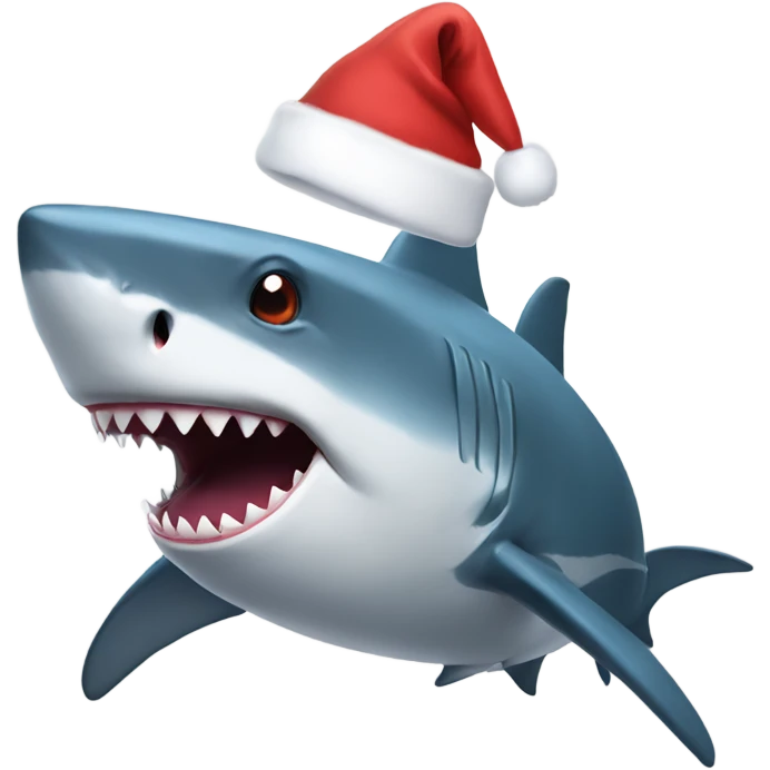 Shark wearing a Christmas hat emoji