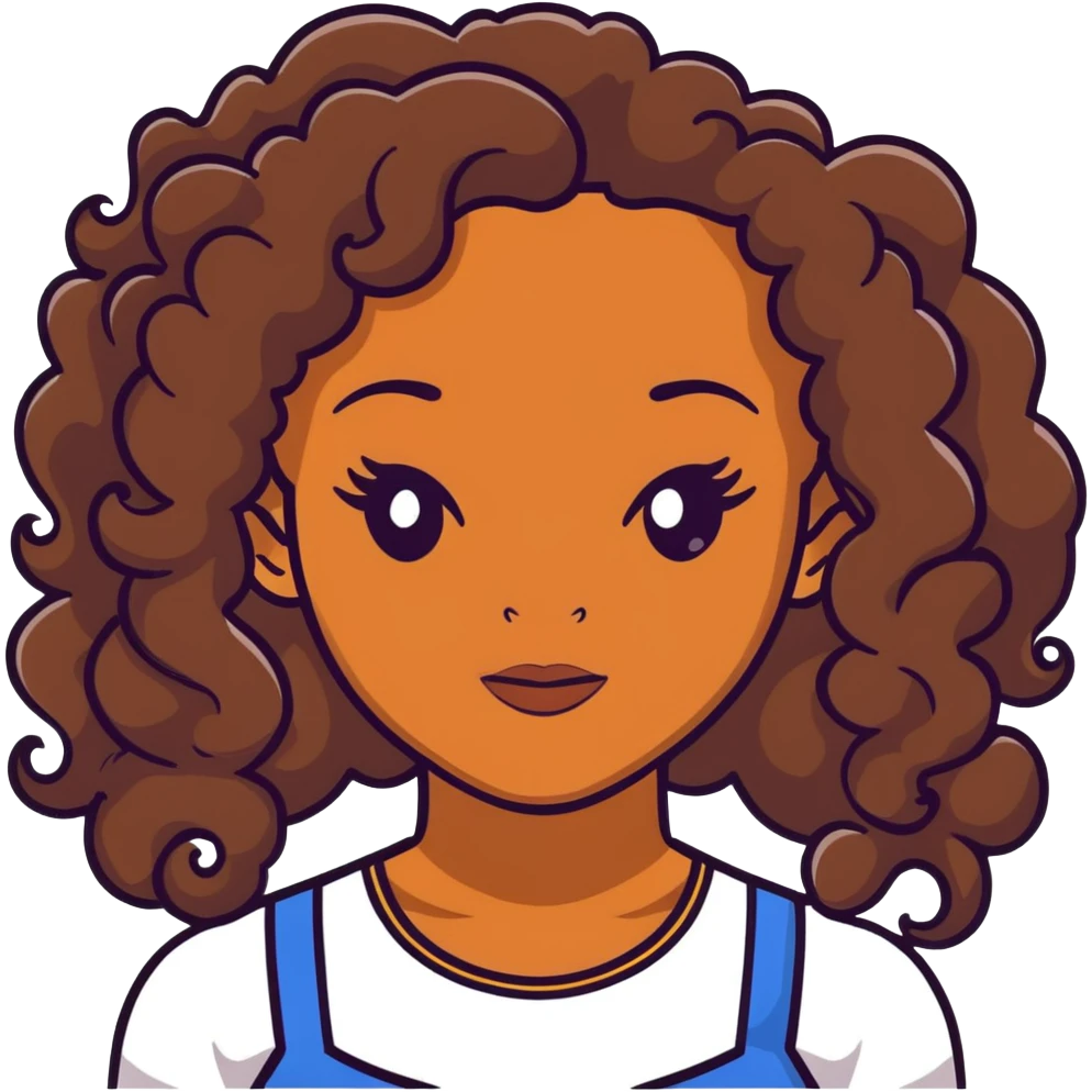 Black woman with long brown ringlet curls emoji