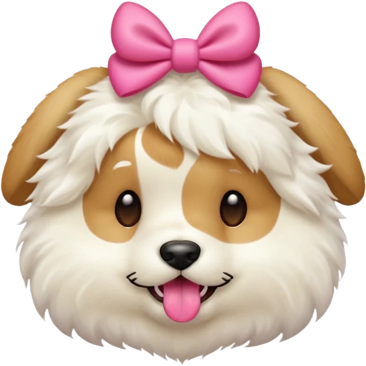 This puppy HEAD 🐶 with a pink bow and tongue out, please in apple ios emoji stylem emoji