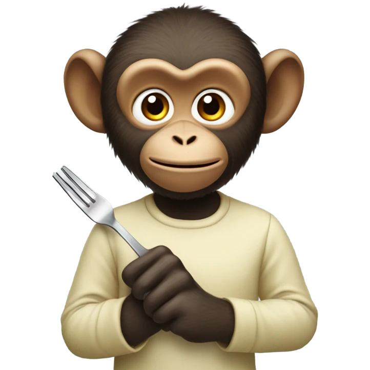 monkey holding fork emoji