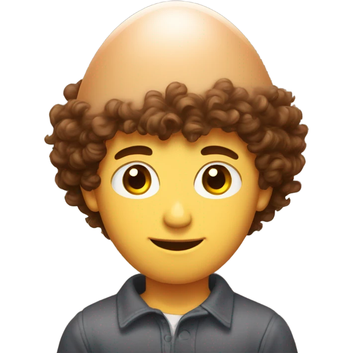 Guy with short curly brown hair hatching from an egg  emoji