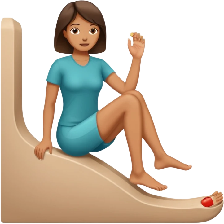 A women doing fot rehab, pressing her big toe against a wall  emoji