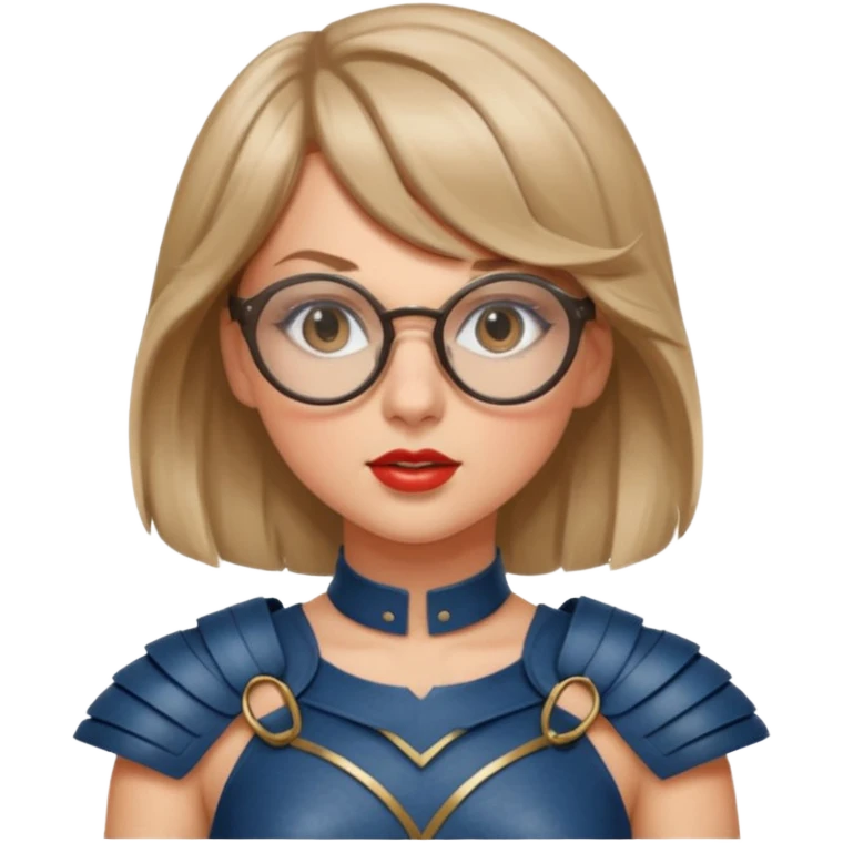 Taylor Swift, wearing gladiator cloth, big round glassed emoji