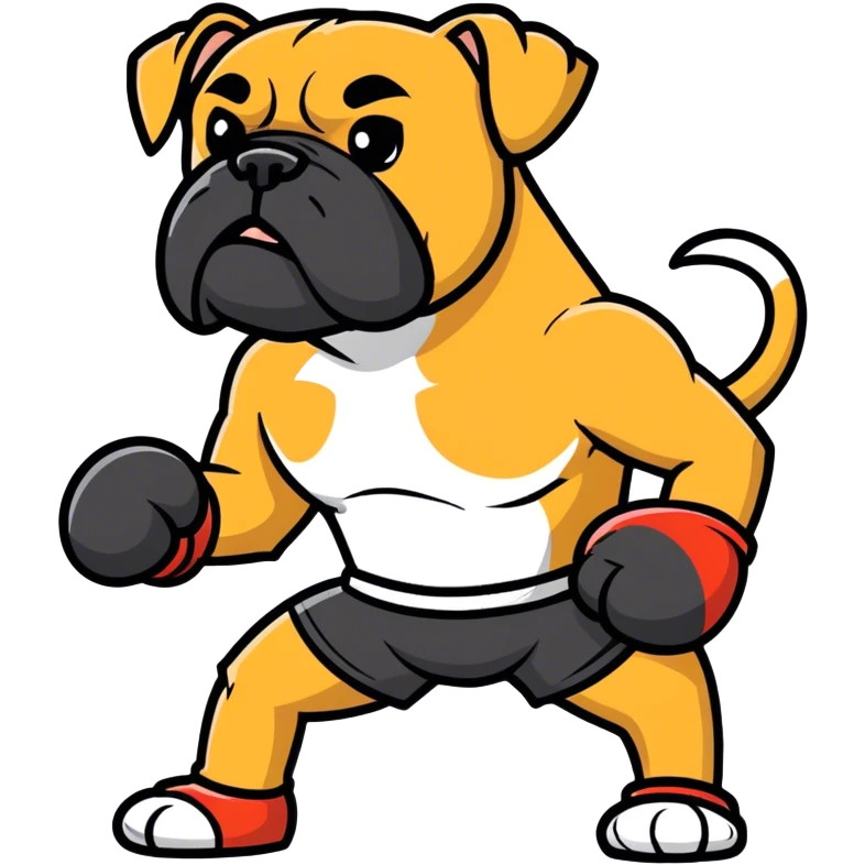 Blonde boxer, dog face with a slight underbite  under right emoji